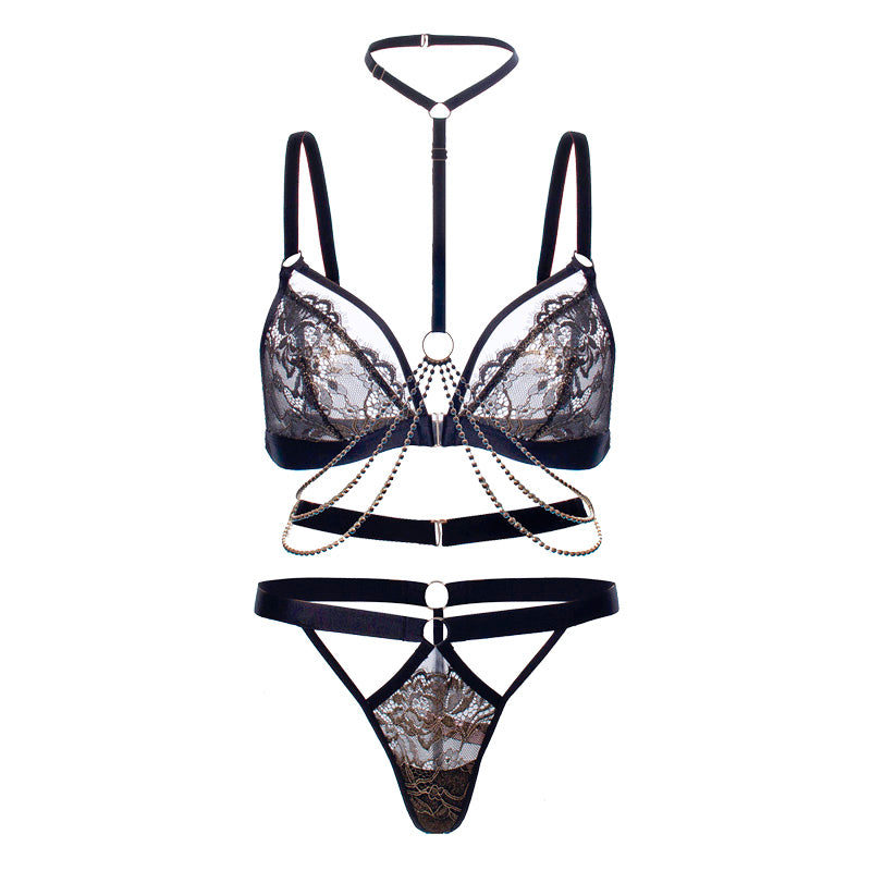 Lace hollow see-through halterneck sexy suit