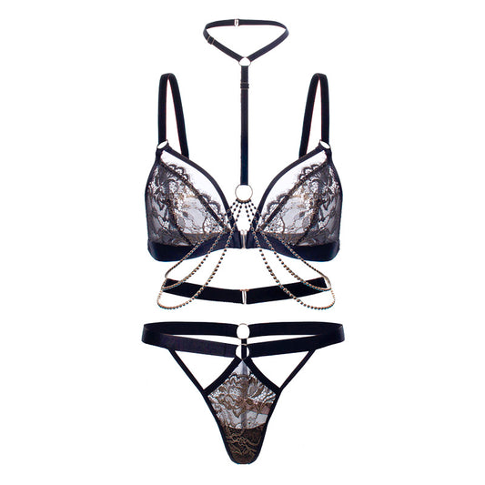 Lace hollow see-through halterneck sexy suit
