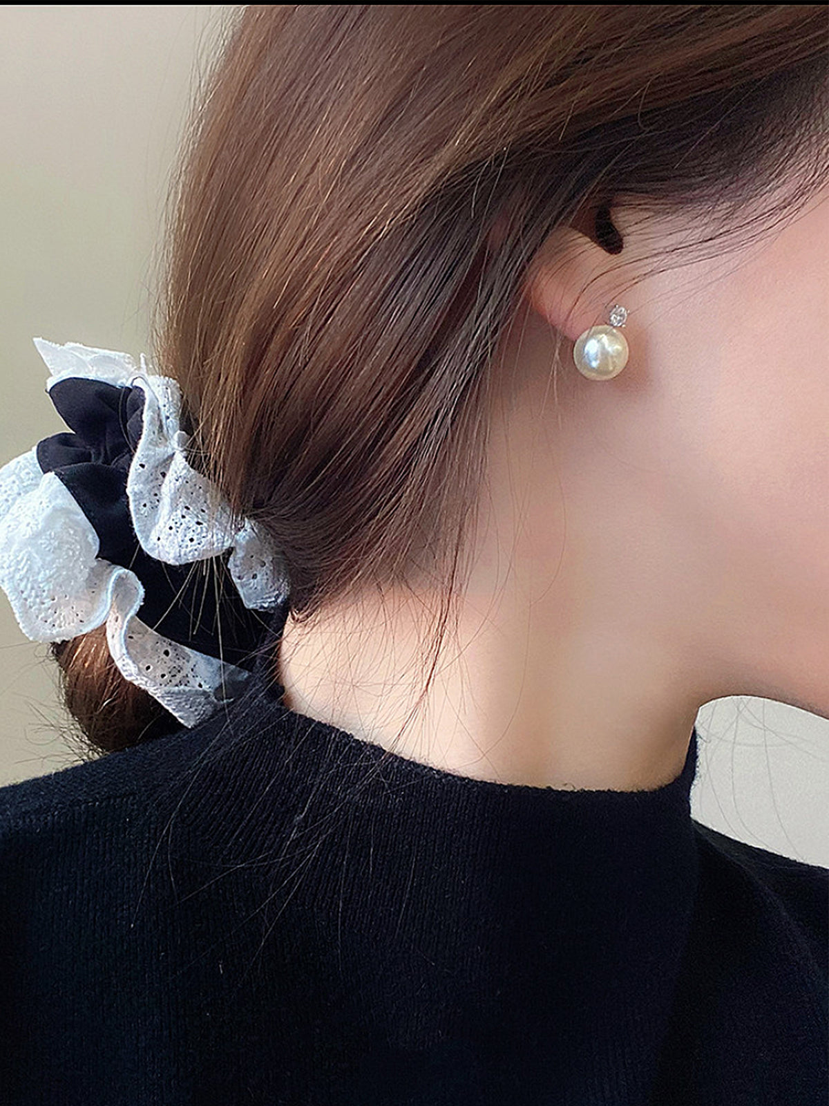 Princess Dai's same style pearl earrings for women 925 sterling silver French retro earrings