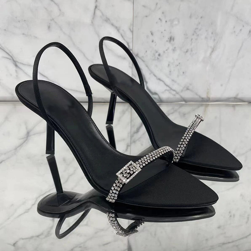 French sexy rhinestone elastic band stiletto high heels