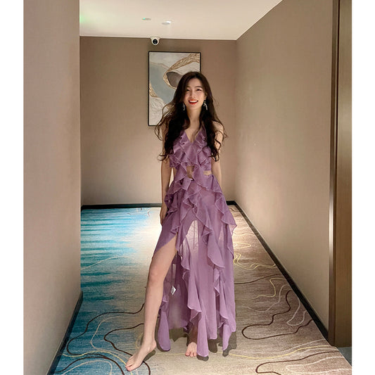Purple ruffle dress