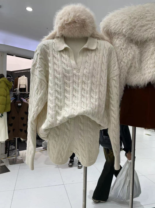 Knitted sweater shorts set