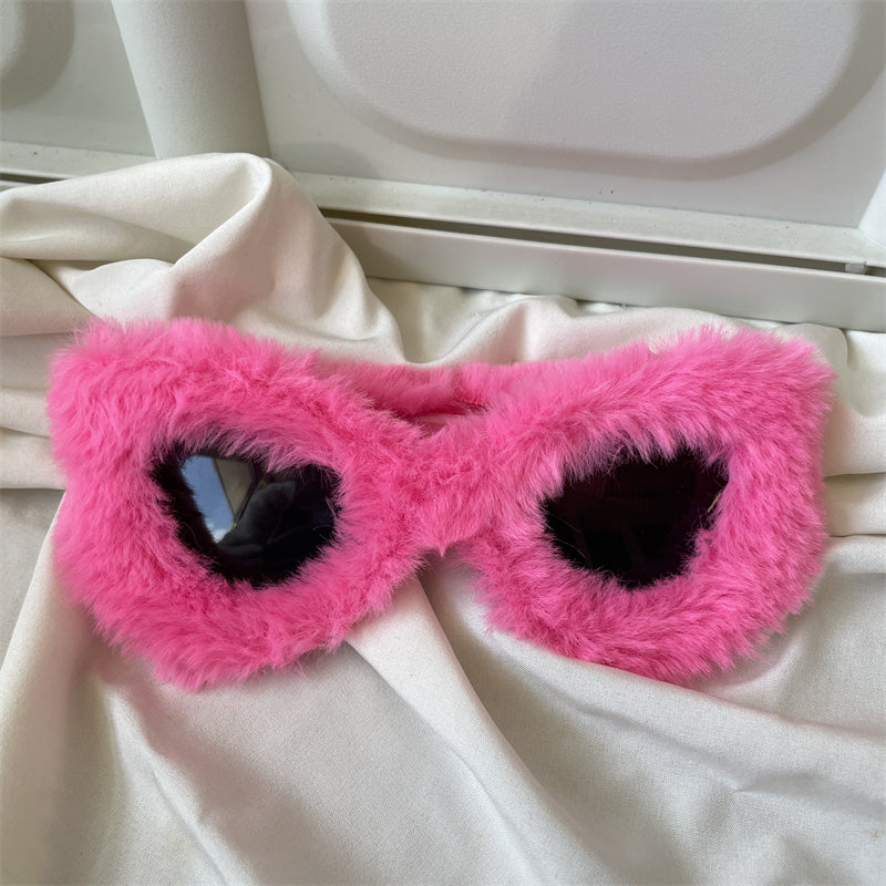 European and American street love pink sunglasses