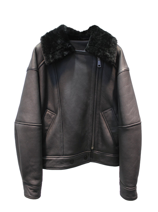 Shearling Fur Biker Jacket