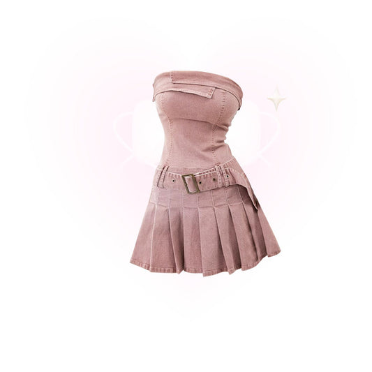 pink tube top dress
