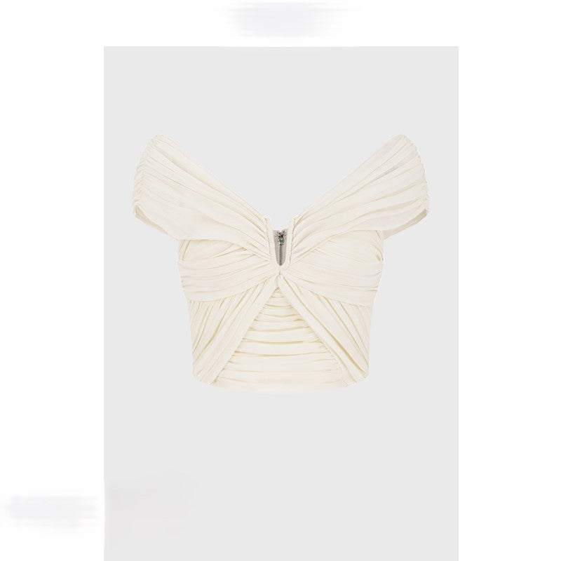 French pleated halter top with a ladylike and high-end feel