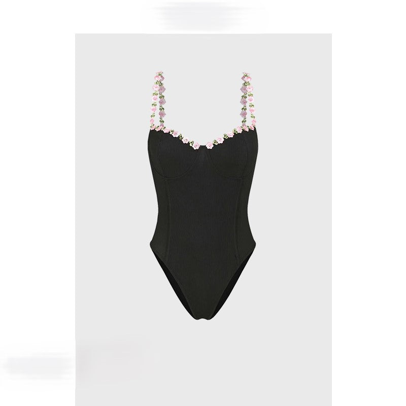 Black suspender jumpsuit temperament