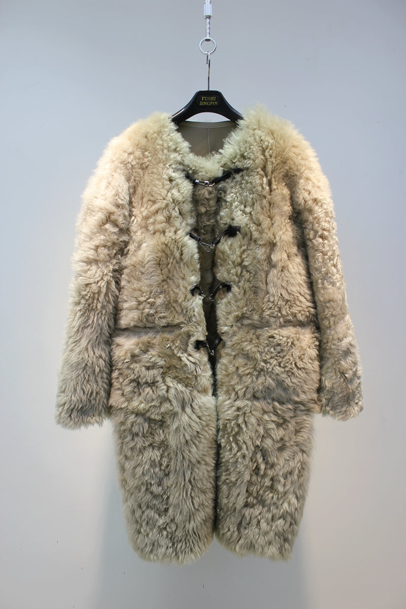 Tuscan fur one-piece fashionable round neck mid-length fur