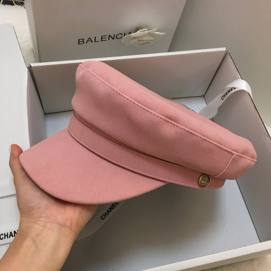 Fashionable suede flat cap Korean style