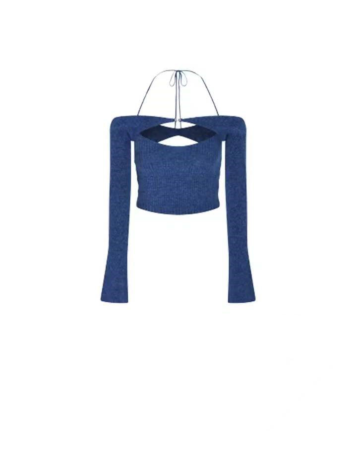 Two pieces of knitted slim fit hot girl sweater blouse vest