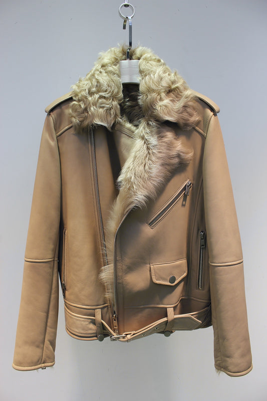 Soft and comfortable Xiaohu sheepskin all-in-one motorcycle fur jacket