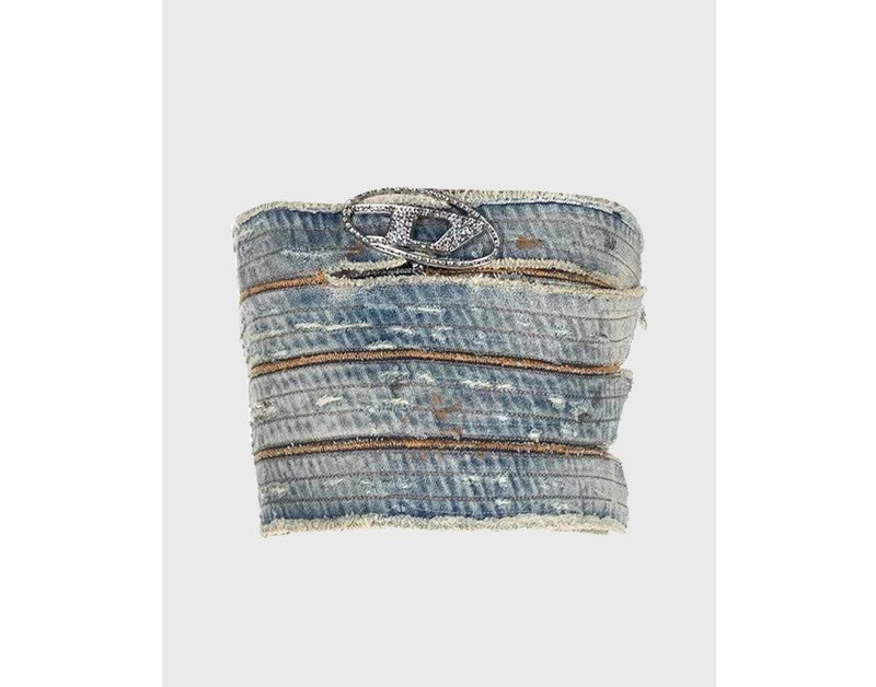 Denim tube top vest with hot girl style