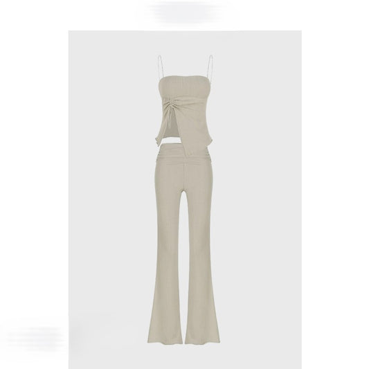 Lrregular slit suspender suit