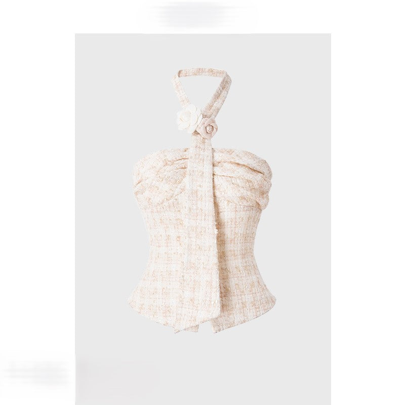 Sweet halter neck vest short style temperament gentle style