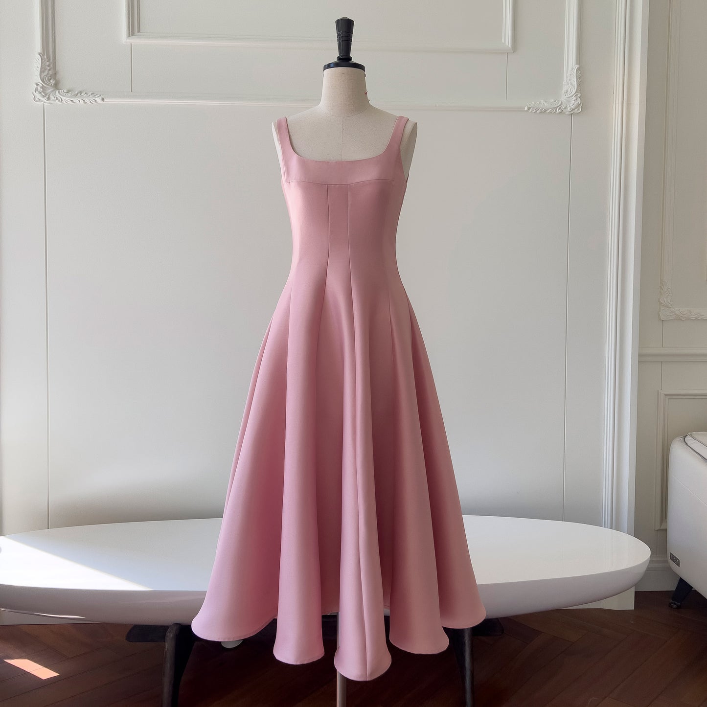 Pink suspender satin light luxury dress