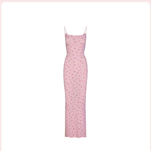 Cherry print sexy hip dress