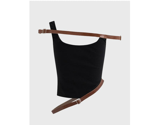 Black camisole short spliced belt