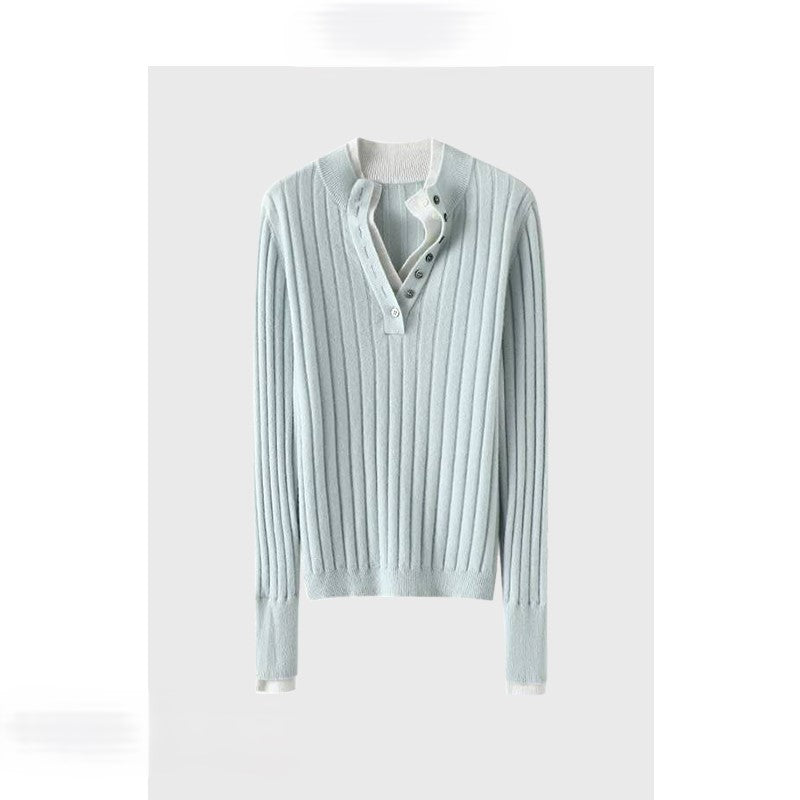 Contrast color stitching sweater