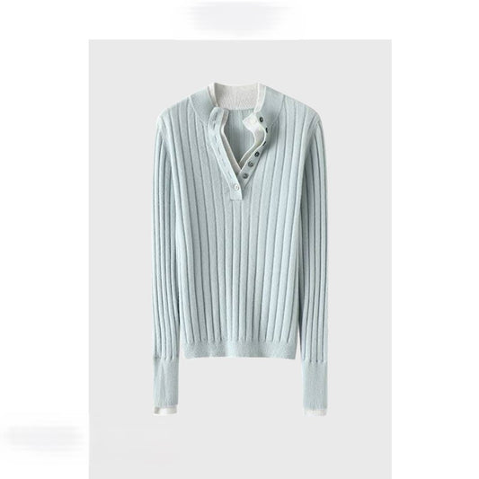 Contrast color stitching sweater