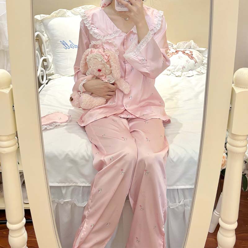 Peach color pajamas suspender top pants