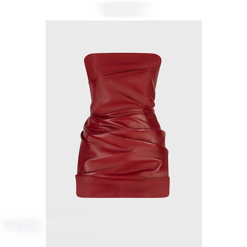 Red tube top short dress