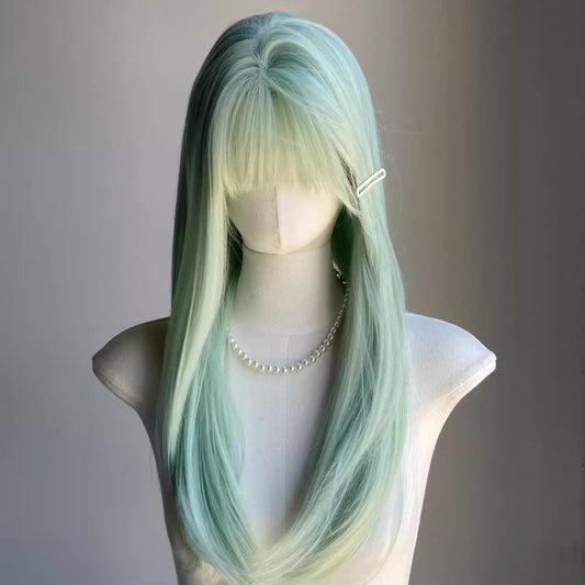 Summer thin green wig