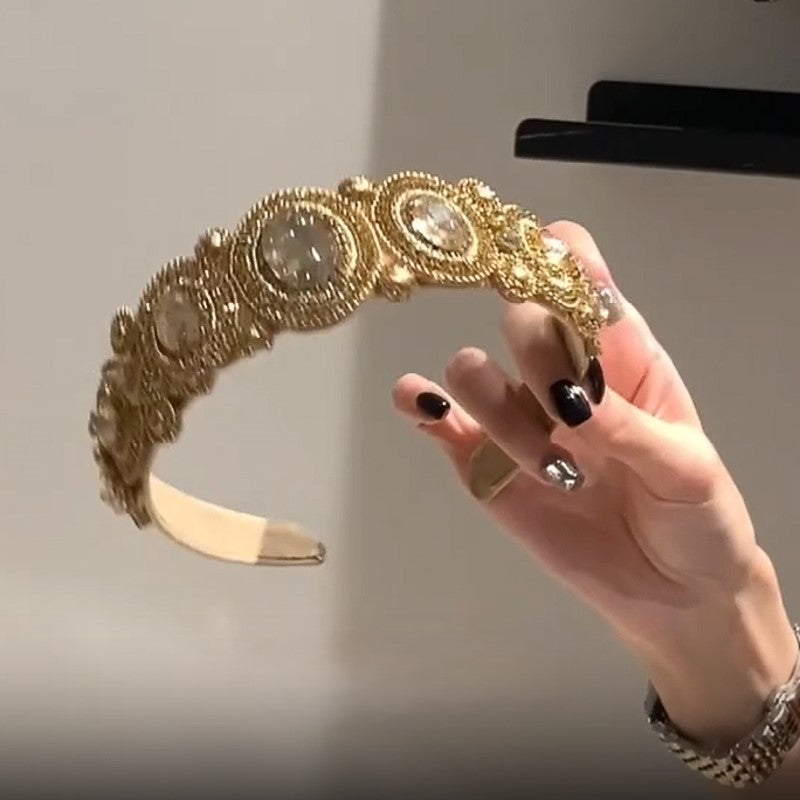 Brown super shiny diamond headband light luxury