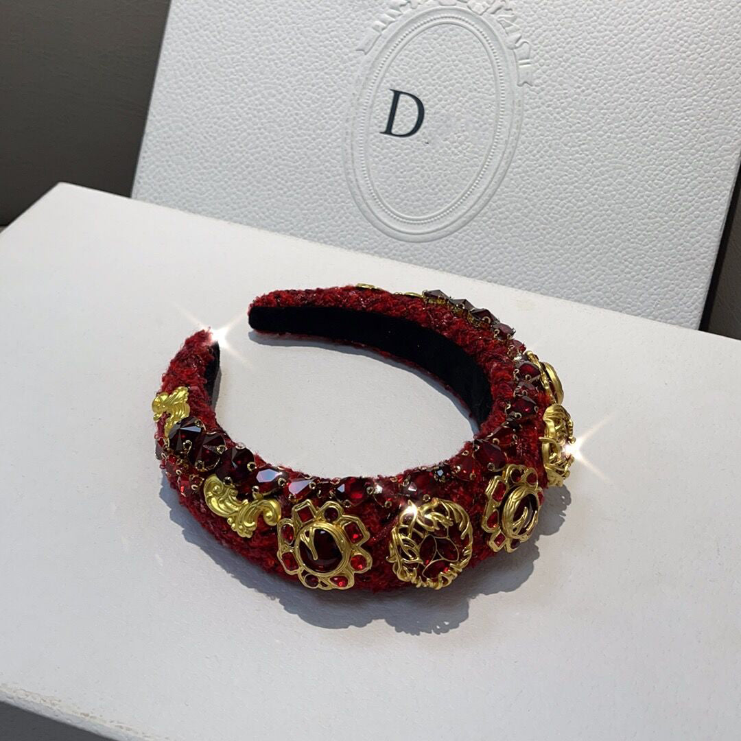 Lady-level high-end red rhinestone headband
