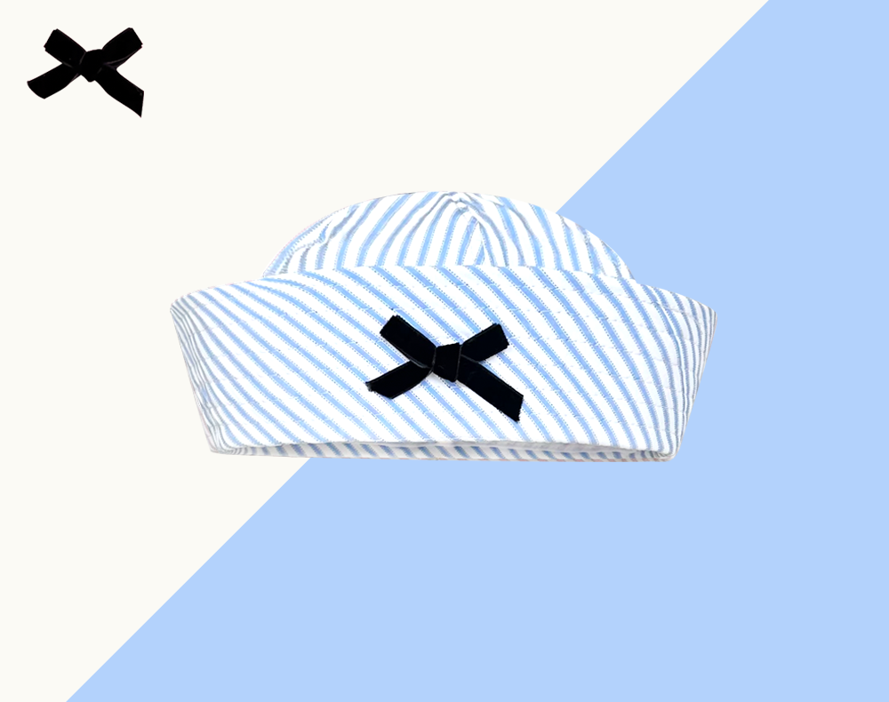 Navy hat sailor hat flip brim bow Korean style sweet nurse hat