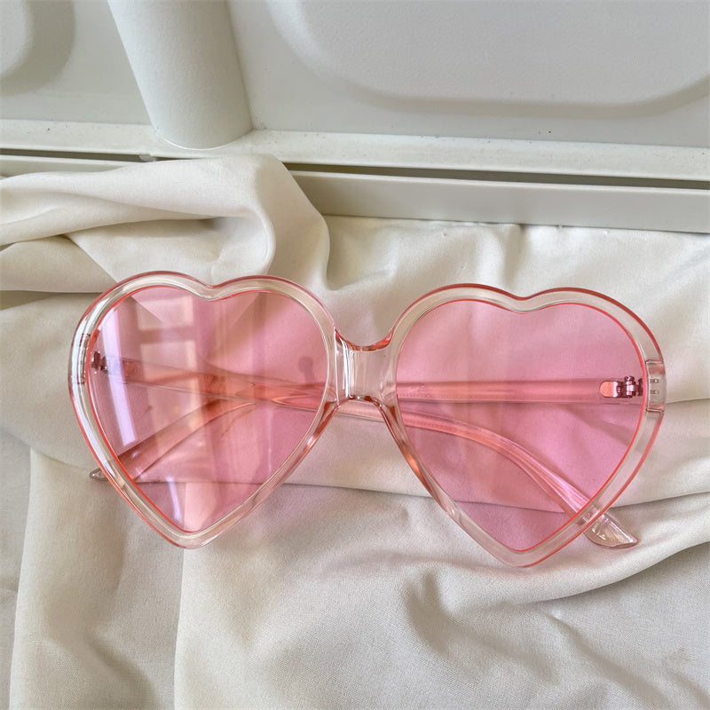 European and American street love pink sunglasses