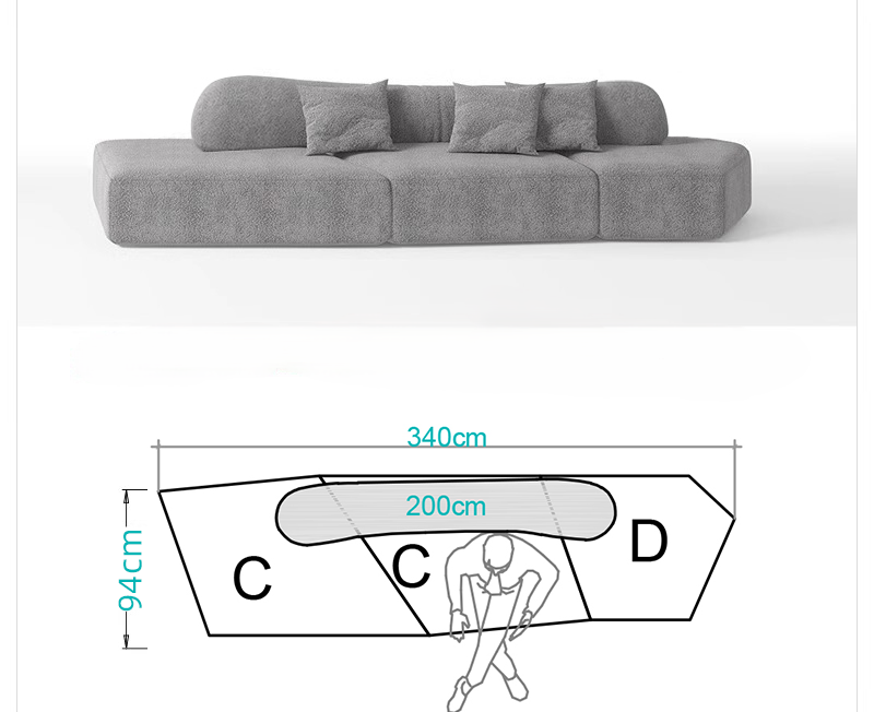 Rock sofa living room sofa Italian minimalist fabric villa module double-sided special-shaped sofa