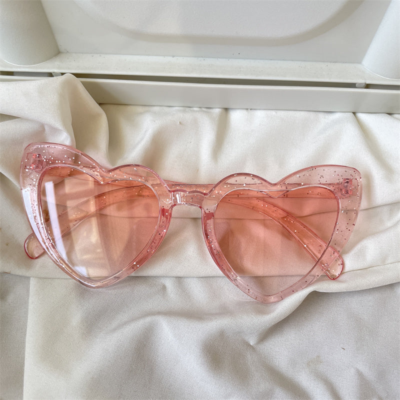 European and American street love pink sunglasses