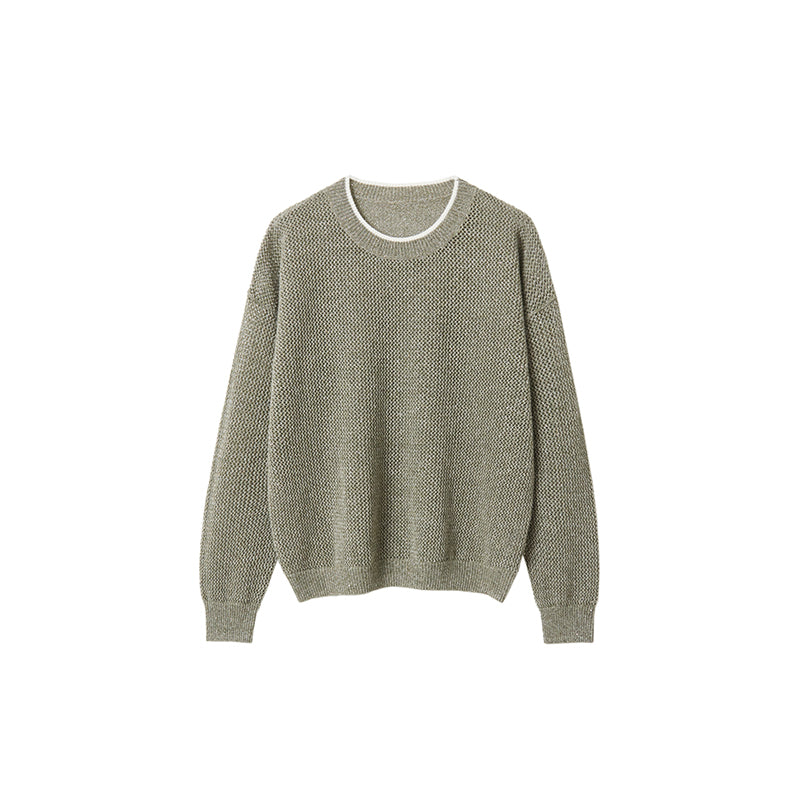 "Diamond Sequins" gold linen cashmere knitted cardigan/vest/suit
