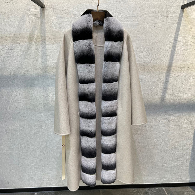 Rex rabbit fur placket wool fur coat