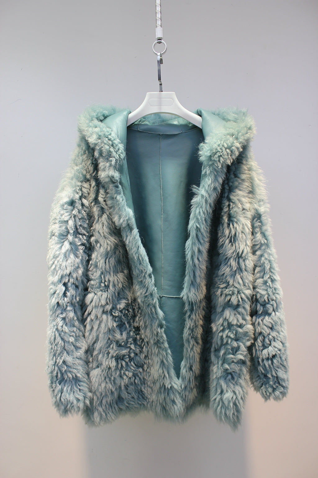 Tuscan sheepskin mid-length fur coat with one lapel