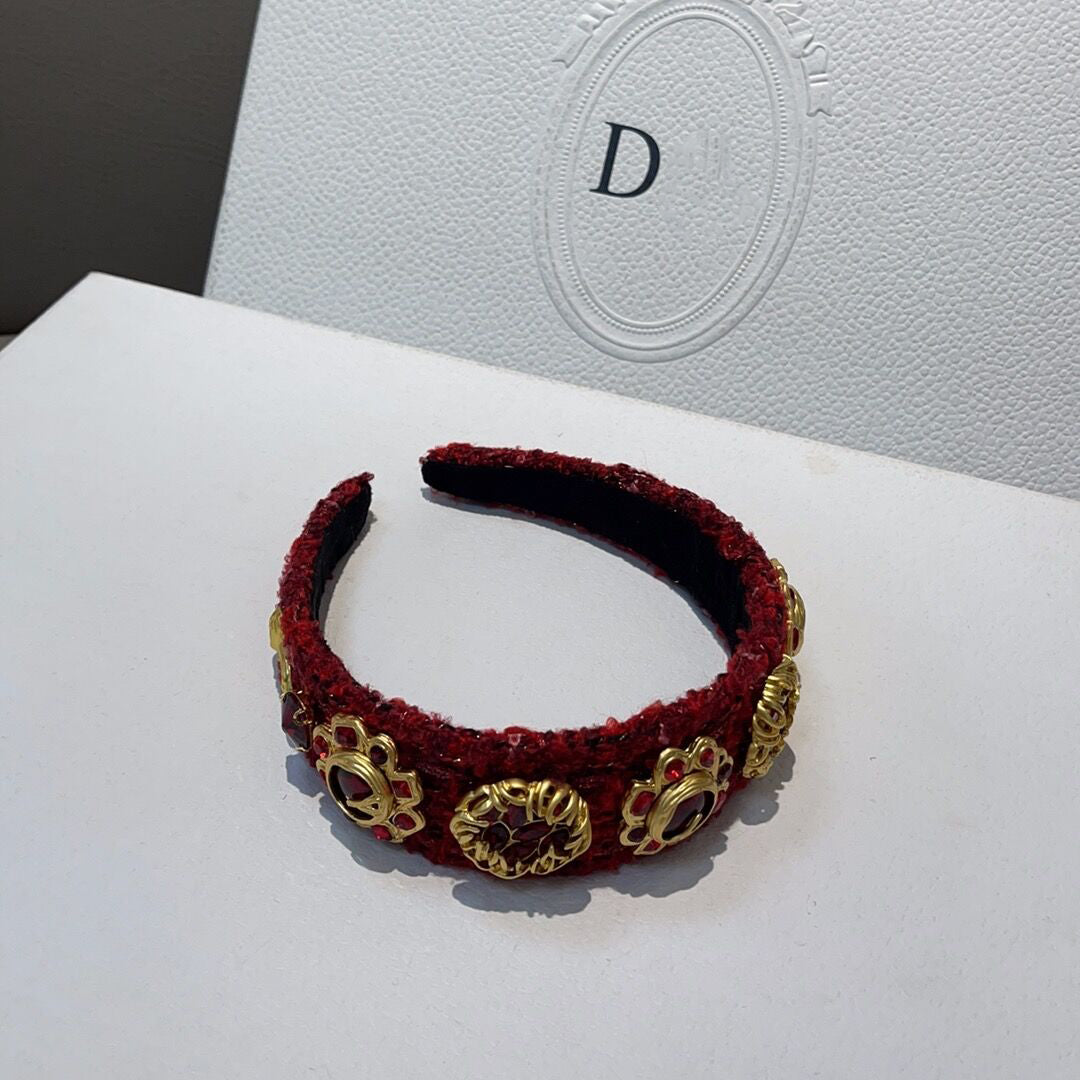 Lady-level high-end red rhinestone headband