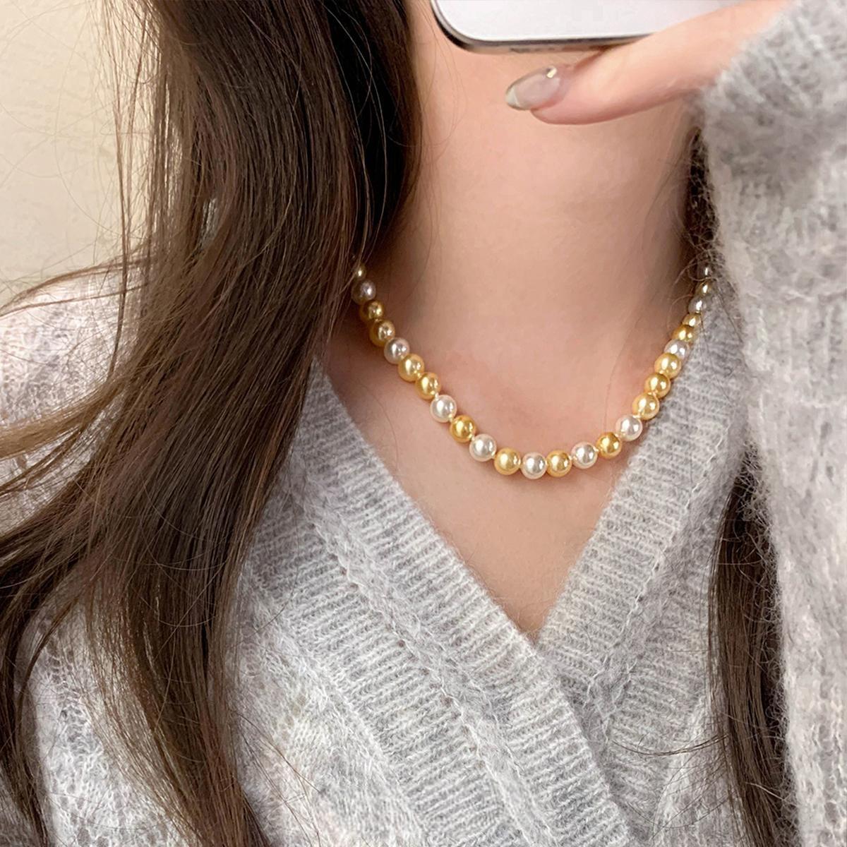 Women's light luxury south sea gold pearl necklace