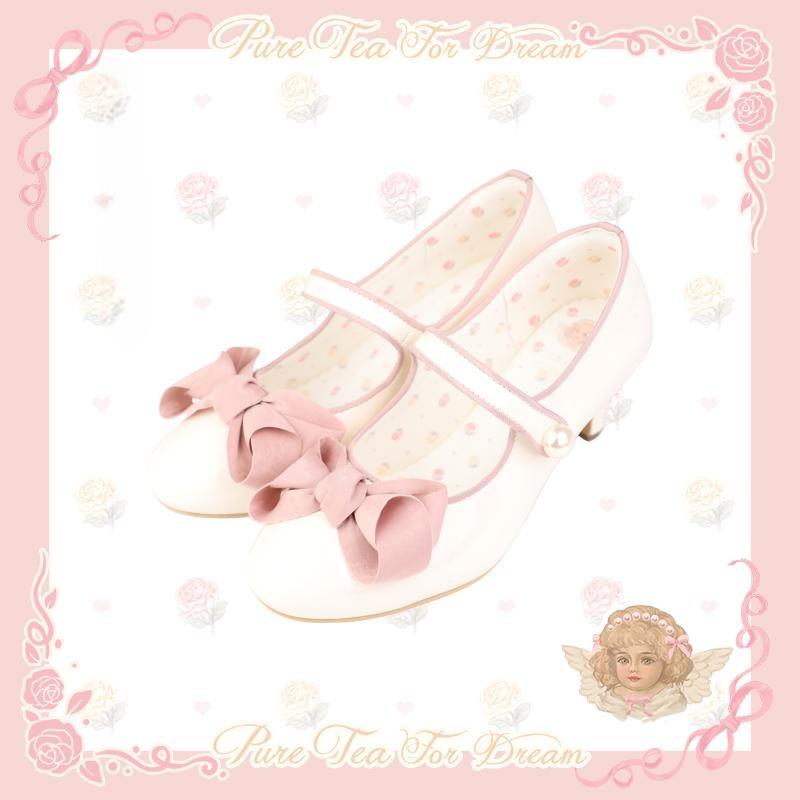 Elegant retro cute round toe bow stiletto heel