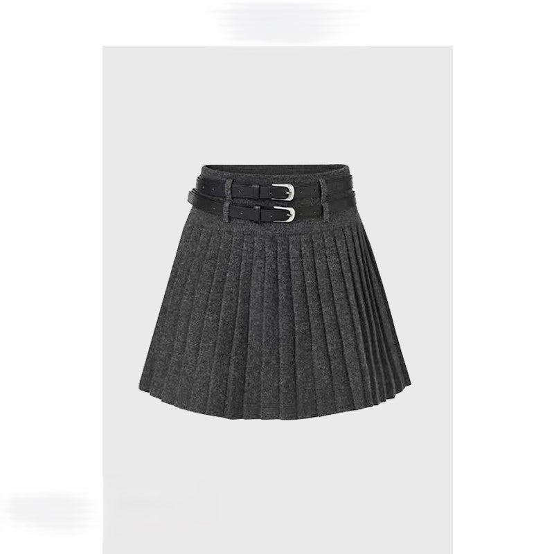 Grey knitted skirt two piece suit