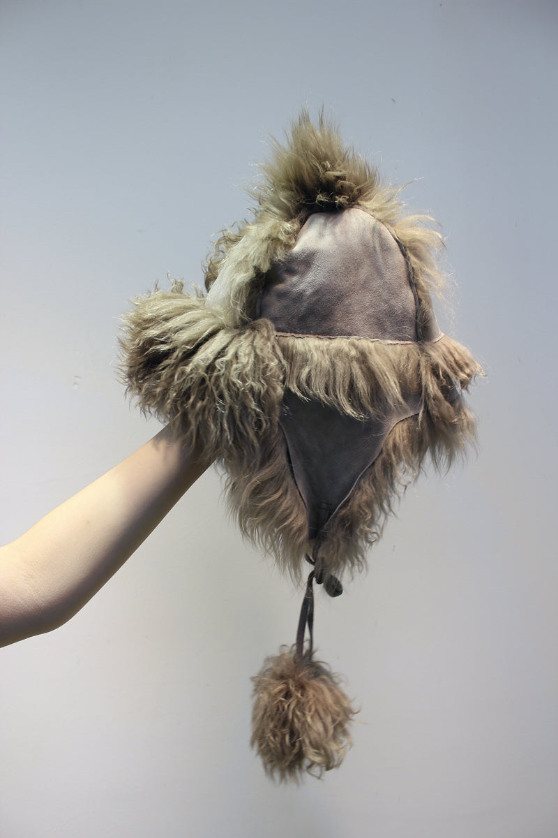 Lmported sheepskin all-in-one hat for men and women windproof fur ear protection hat