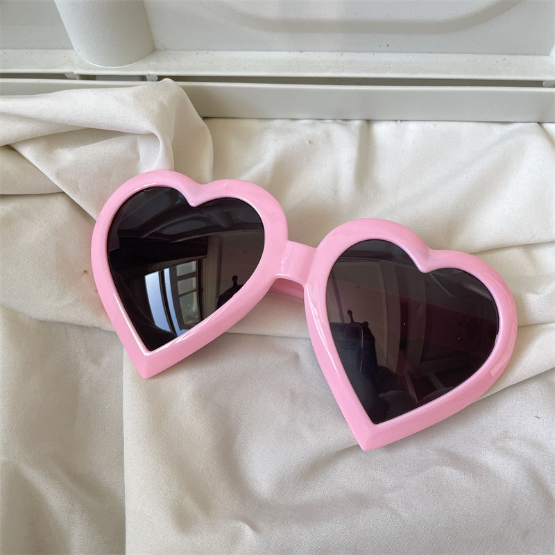 European and American street love pink sunglasses