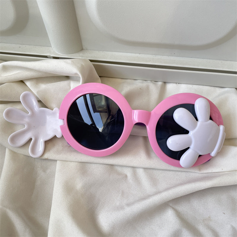 European and American street love pink sunglasses