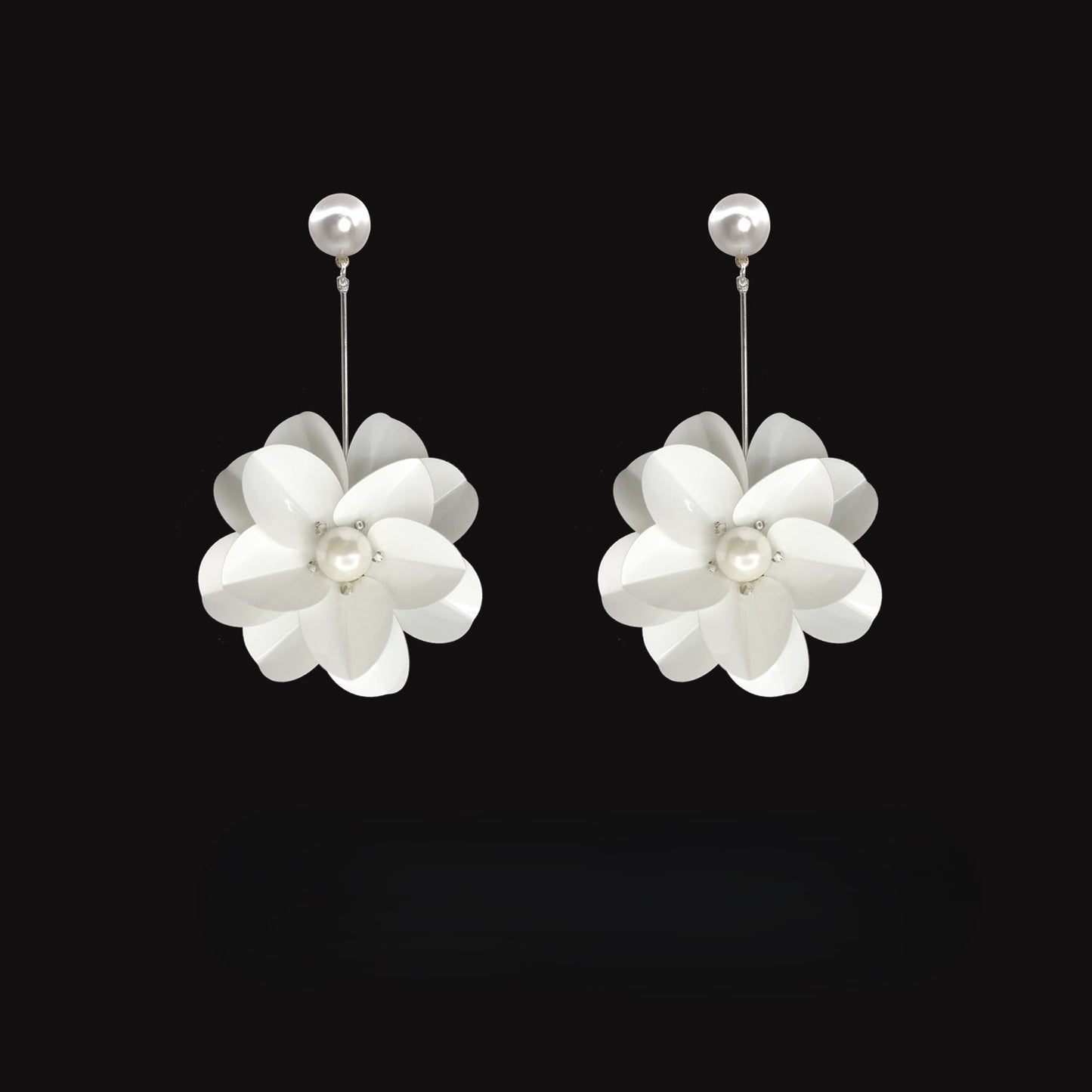 White Camellia Earrings