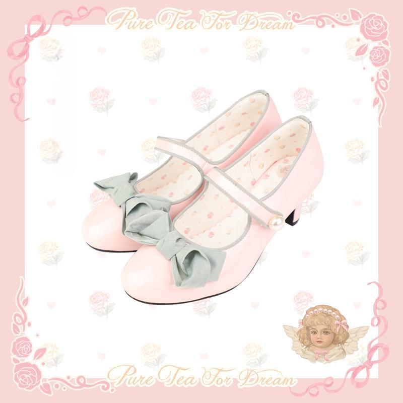 Elegant retro cute round toe bow stiletto heel