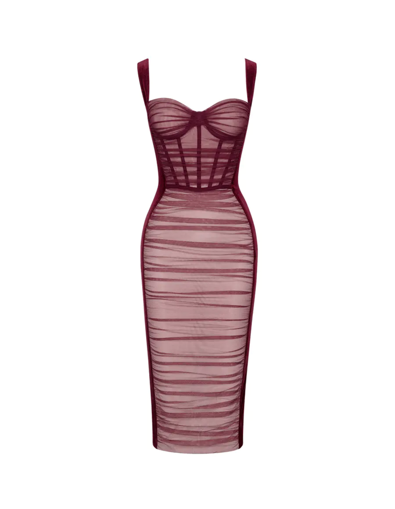 FISHBONE CORSET PLEATED DRESS WITH SUSPENDER BELT ANNUAL MEETING DINNER DRESS
