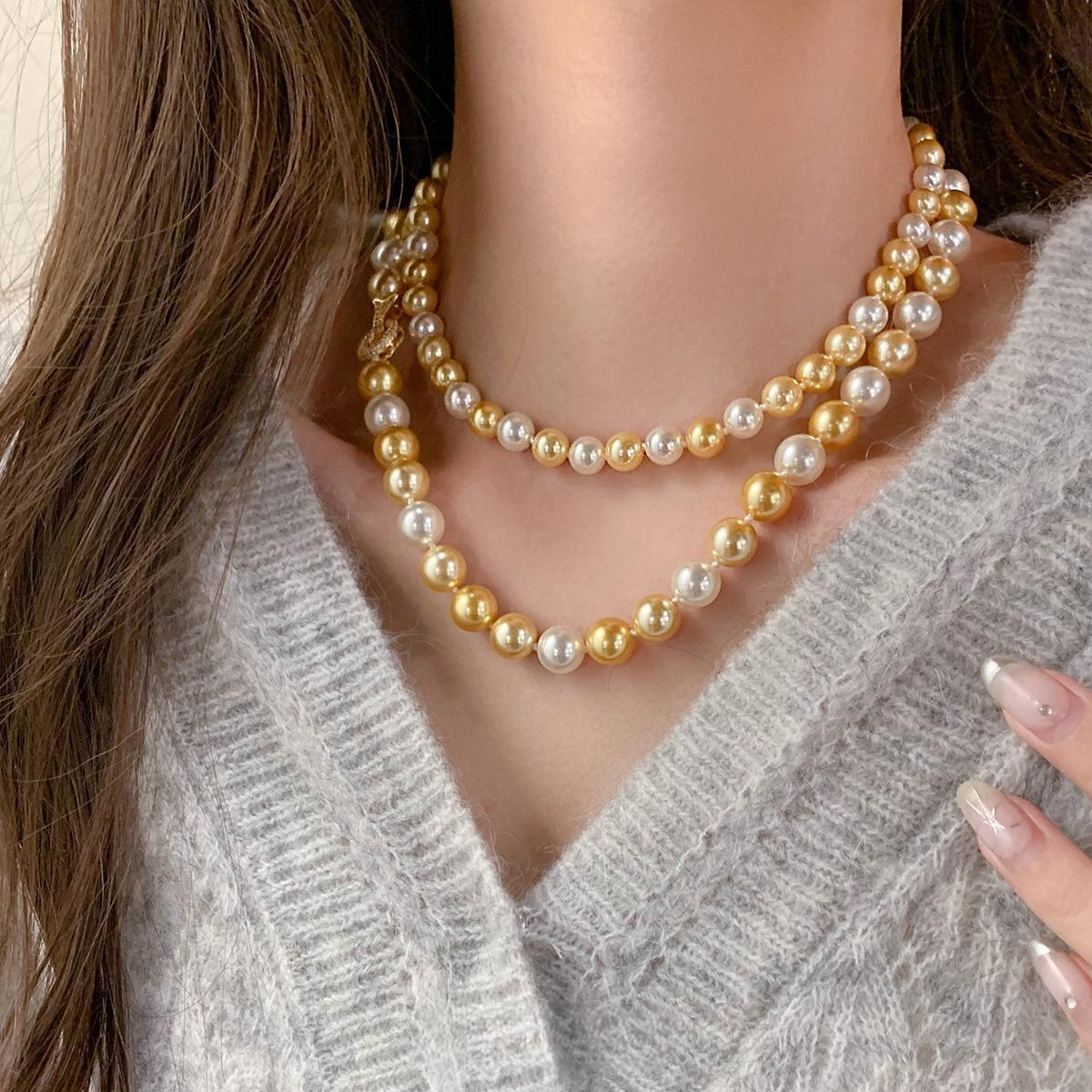 Women's light luxury south sea gold pearl necklace
