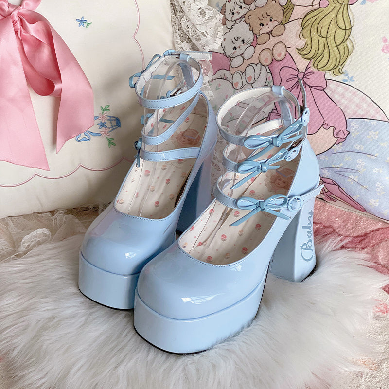 Barbie Diary·Original bow platform high heels thick