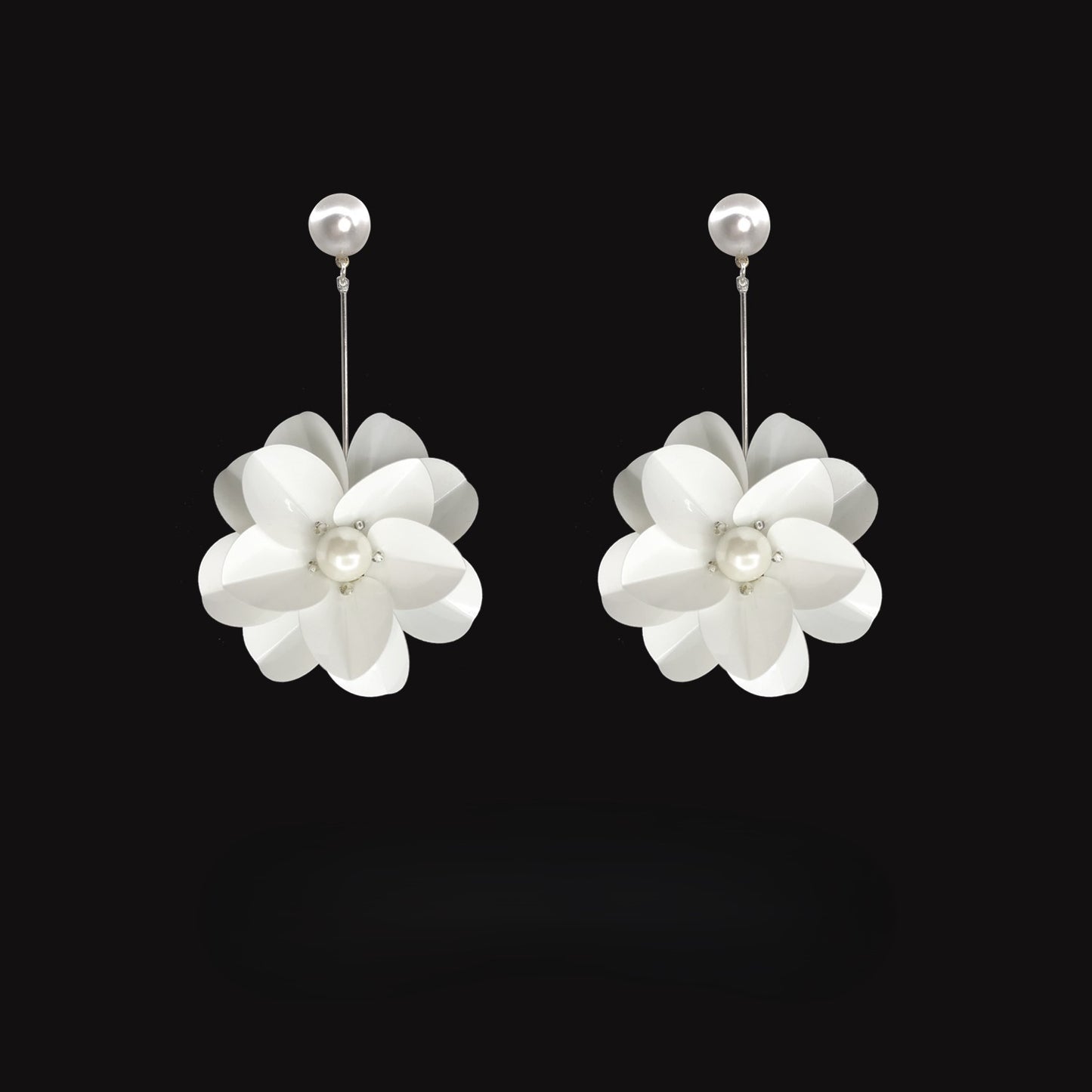 White Camellia Earrings
