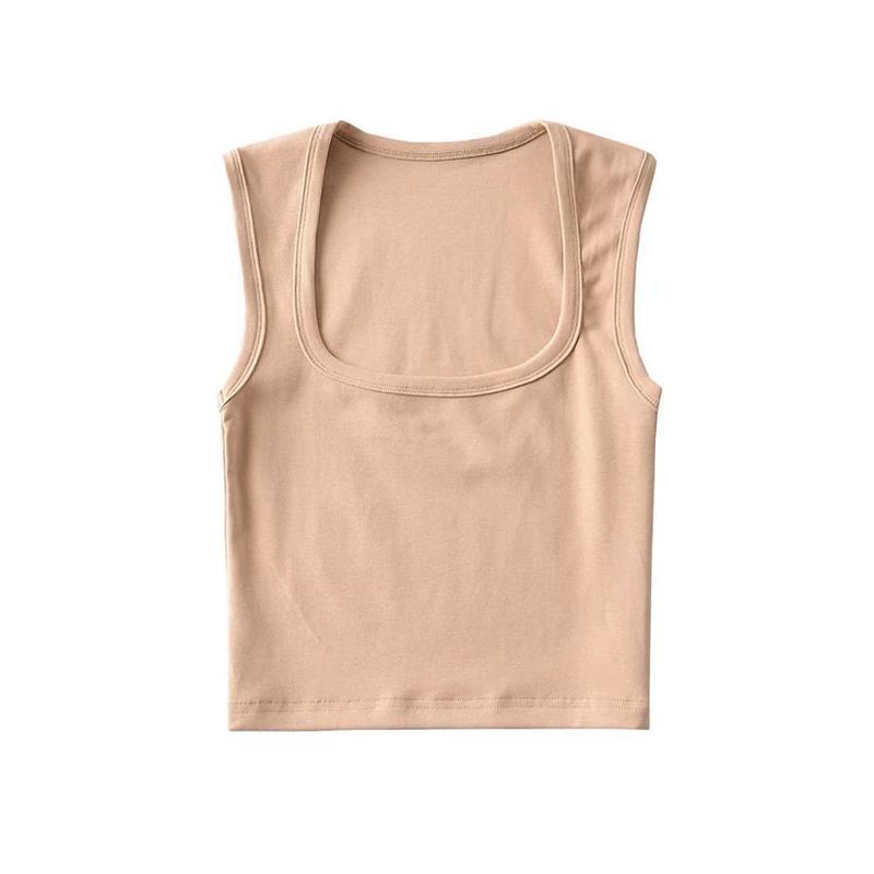 Black and white short square neck slimming wide shoulder strap top