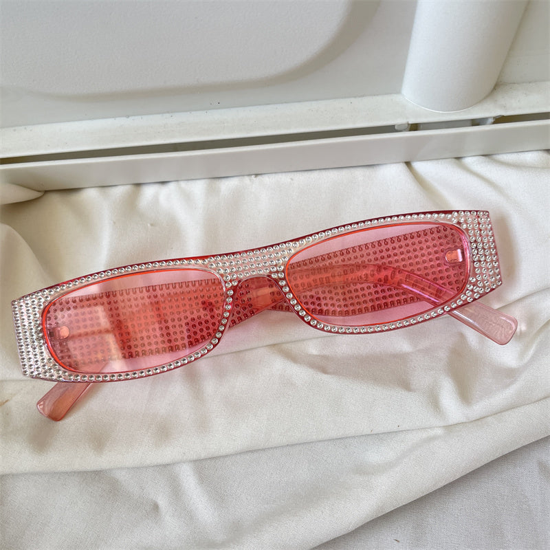 European and American street love pink sunglasses